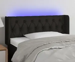 vidaXL Tăblie de pat cu LED, negru, 93x16x78/88 cm, textil