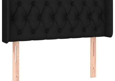 Tăblie de pat cu LED, negru, 93x16x78/88 cm, textil - 3/5