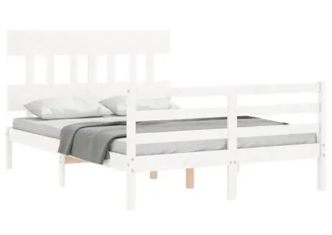 Cadru de pat cu tăblie dublu mic, lemn masiv - 4/5