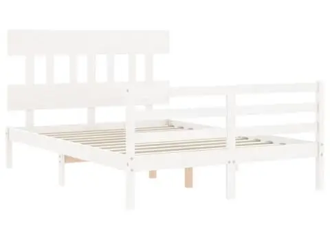 Cadru de pat cu tăblie dublu mic, lemn masiv - 5/5