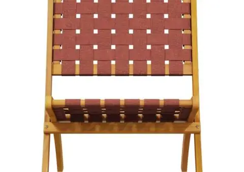 Scaune de grădină pliante, 2 buc., cu masă, roșu, lemn masiv - 3/5