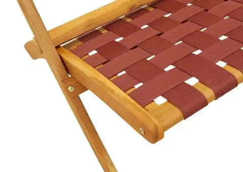 Scaune de grădină pliante, 2 buc., cu masă, roșu, lemn masiv - 5/5