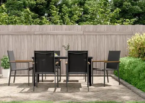 Set mobilier de grădină, 7 piese, negru, textilenă și oțel - 1/5