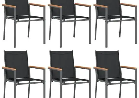 Set mobilier de grădină, 7 piese, negru, textilenă și oțel - 4/5