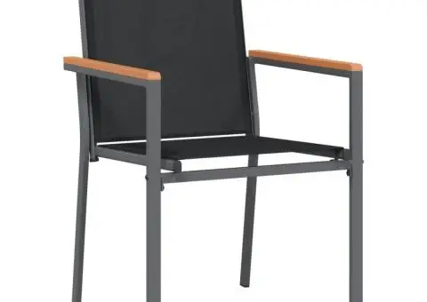 Set mobilier de grădină, 7 piese, negru, textilenă și oțel - 5/5