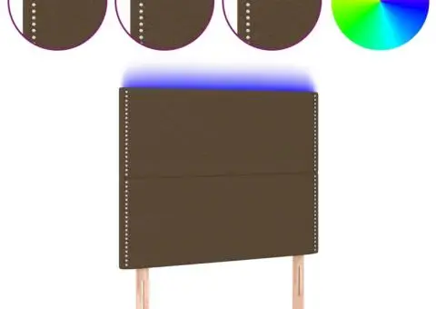 Tăblie de pat cu LED, maro închis, 100x5x118/128 cm, textil - 2/5