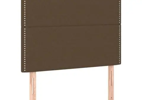 Tăblie de pat cu LED, maro închis, 100x5x118/128 cm, textil - 4/5