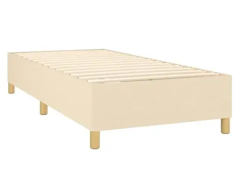 Pat box spring cu saltea, crem, 80x200 cm, textil - 4/5