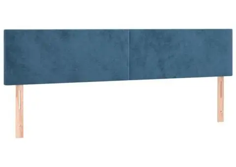 Tăblie de pat cu LED, albastru închis, 160x5x78/88 cm, catifea - 4/5