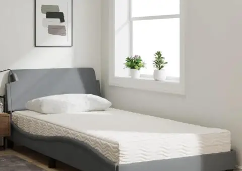 Pat cu saltea, gri deschis, 100x200 cm, textil - 3/5