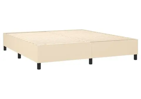 Pat box spring cu saltea, crem, 160x200 cm, material textil - 4/5