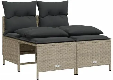 Set canapea de grădină cu perne, 4 piese, gri deschis poliratan - 2/5