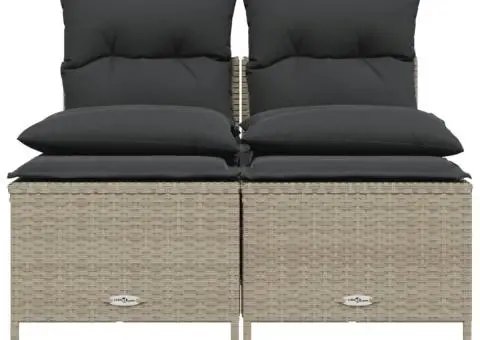 Set canapea de grădină cu perne, 4 piese, gri deschis poliratan - 3/5