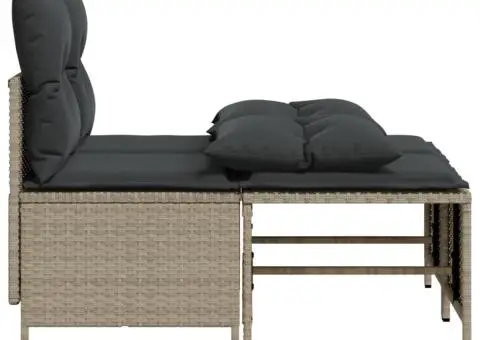 Set canapea de grădină cu perne, 4 piese, gri deschis poliratan - 4/5