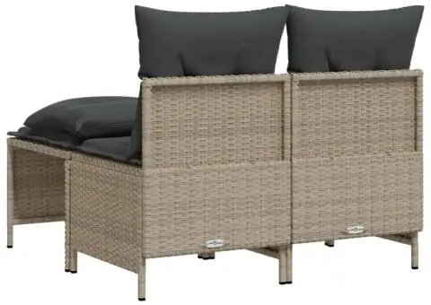 Set canapea de grădină cu perne, 4 piese, gri deschis poliratan - 5/5