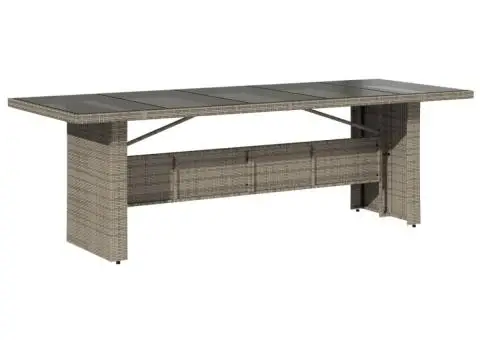 Masă de grădină, blat din sticlă, gri, 240x90x75 cm, poliratan - 2/5