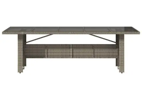 Masă de grădină, blat din sticlă, gri, 240x90x75 cm, poliratan - 4/5