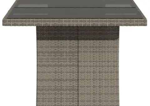 Masă de grădină, blat din sticlă, gri, 240x90x75 cm, poliratan - 5/5