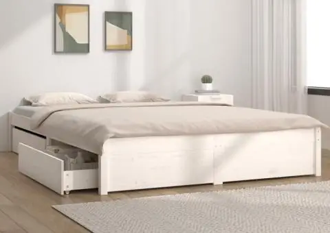 Cadru de pat cu sertare, alb, 140x200 cm - 1/5