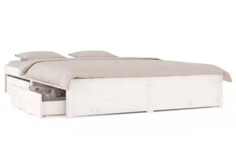 Cadru de pat cu sertare, alb, 140x200 cm - 2/5