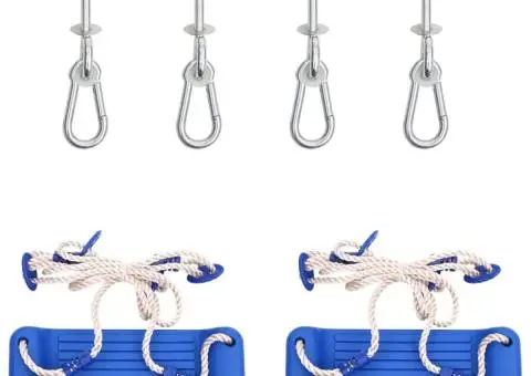 Scaune leagăn 2 buc. cu pietre de cățărare albastru polietilenă - 1/5