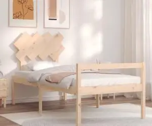vidaXL Cadru de pat senior cu tăblie, 90x200 cm, lemn masiv