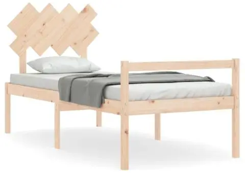 Cadru de pat senior cu tăblie, 90x200 cm, lemn masiv - 2/5