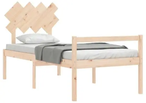 Cadru de pat senior cu tăblie, 90x200 cm, lemn masiv - 4/5