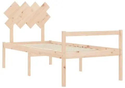 Cadru de pat senior cu tăblie, 90x200 cm, lemn masiv - 5/5