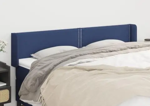 Tăblie de pat cu aripioare, albastru, 203x16x78/88 cm textil - 1/5