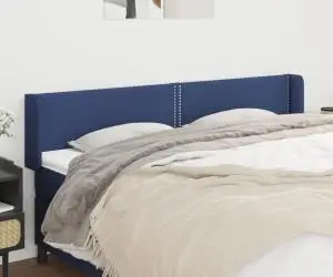 vidaXL Tăblie de pat cu aripioare, albastru, 203x16x78/88 cm textil