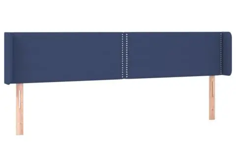 Tăblie de pat cu aripioare, albastru, 203x16x78/88 cm textil - 2/5