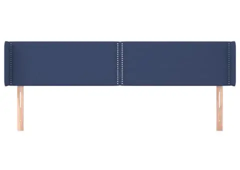 Tăblie de pat cu aripioare, albastru, 203x16x78/88 cm textil - 3/5