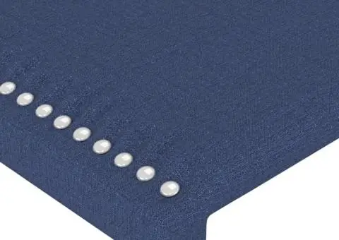 Tăblie de pat cu aripioare, albastru, 203x16x78/88 cm textil - 5/5