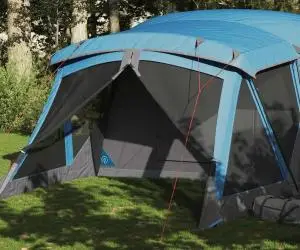 vidaXL Cort de camping cu verandă 4 persoane, albastru, impermeabil
