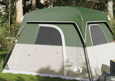 Cabină cort de camping, 4 persoane, verde, impermeabil - 1/5