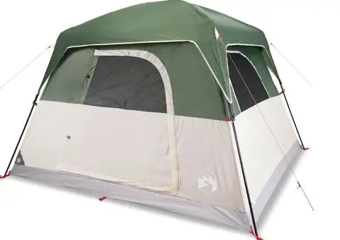 Cabină cort de camping, 4 persoane, verde, impermeabil - 2/5