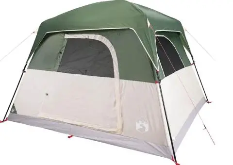 Cabină cort de camping, 4 persoane, verde, impermeabil - 4/5