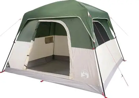 Cabină cort de camping, 4 persoane, verde, impermeabil - 5/5