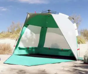 vidaXL Cort camping 3 persoane verde marin impermeabil setare rapidă