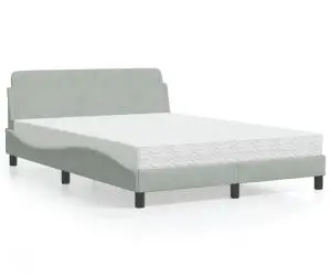 vidaXL Pat cu saltea, gri deschis, 120x200 cm, catifea