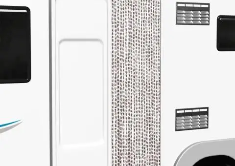 Perdea pentru insecte, gri taupe și alb, 56 x 185 cm, chenille - 1/5