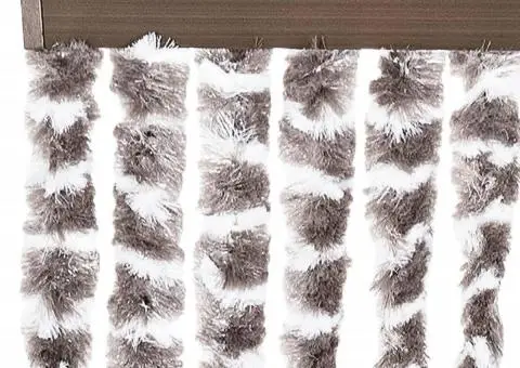 Perdea pentru insecte, gri taupe și alb, 56 x 185 cm, chenille - 4/5