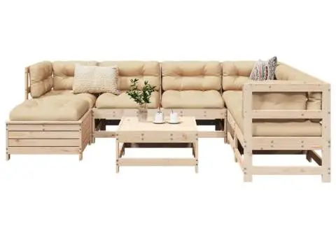 Set canapea de grădină, 8 piese, lemn masiv de pin - 1/5