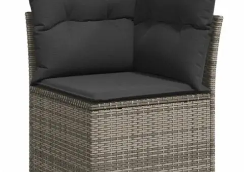 Set canapele de grădină, 9 piese, cu perne, gri, poliratan - 4/5