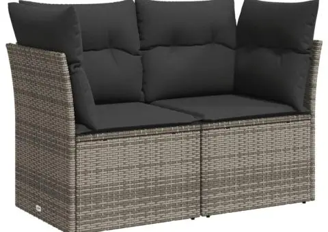 Set canapele de grădină, 9 piese, cu perne, gri, poliratan - 5/5