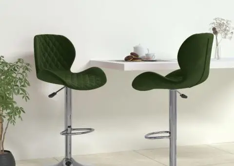 Scaune de bar, 2 buc., verde închis, catifea - 1/5