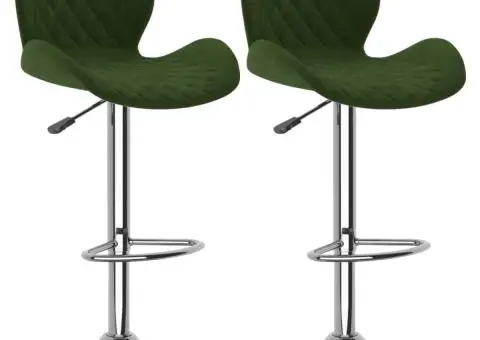 Scaune de bar, 2 buc., verde închis, catifea - 2/5