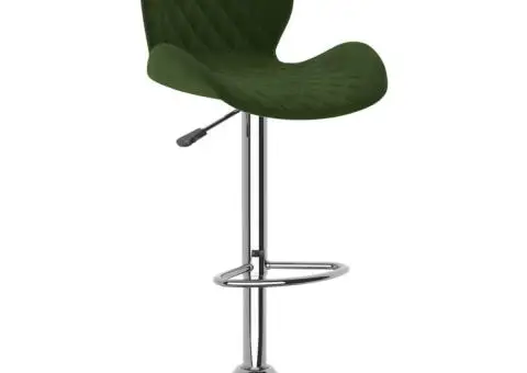 Scaune de bar, 2 buc., verde închis, catifea - 3/5