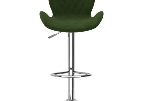 Scaune de bar, 2 buc., verde închis, catifea - 4/5